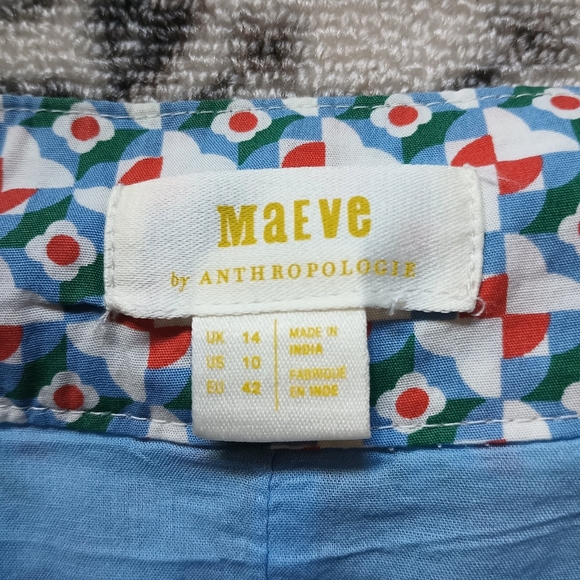 Maeve Anthropologie Pleated Mini Skirt Sz 10 Floral Check Tennis Prep 70s Mod - Picture 6 of 10